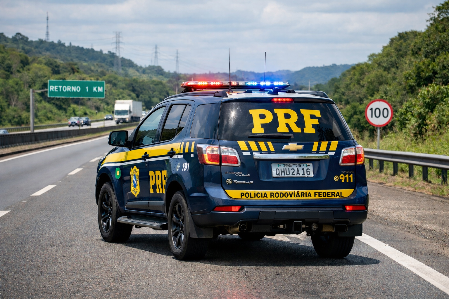 Viatura da PRF em operação